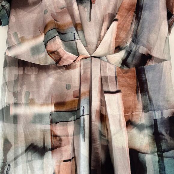 Ulla Popken A-Line Dress Geometric Womans  Pockets Tie Elastic Waist Viscose - Picture 5 of 14